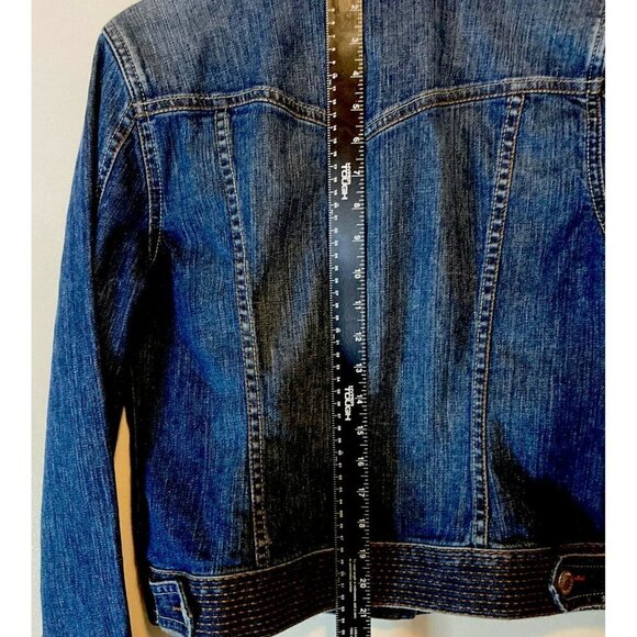 Liz Claiborne Women’s Embroidered Top Stitching Denim Jean Jacket Size M - Picture 11 of 12